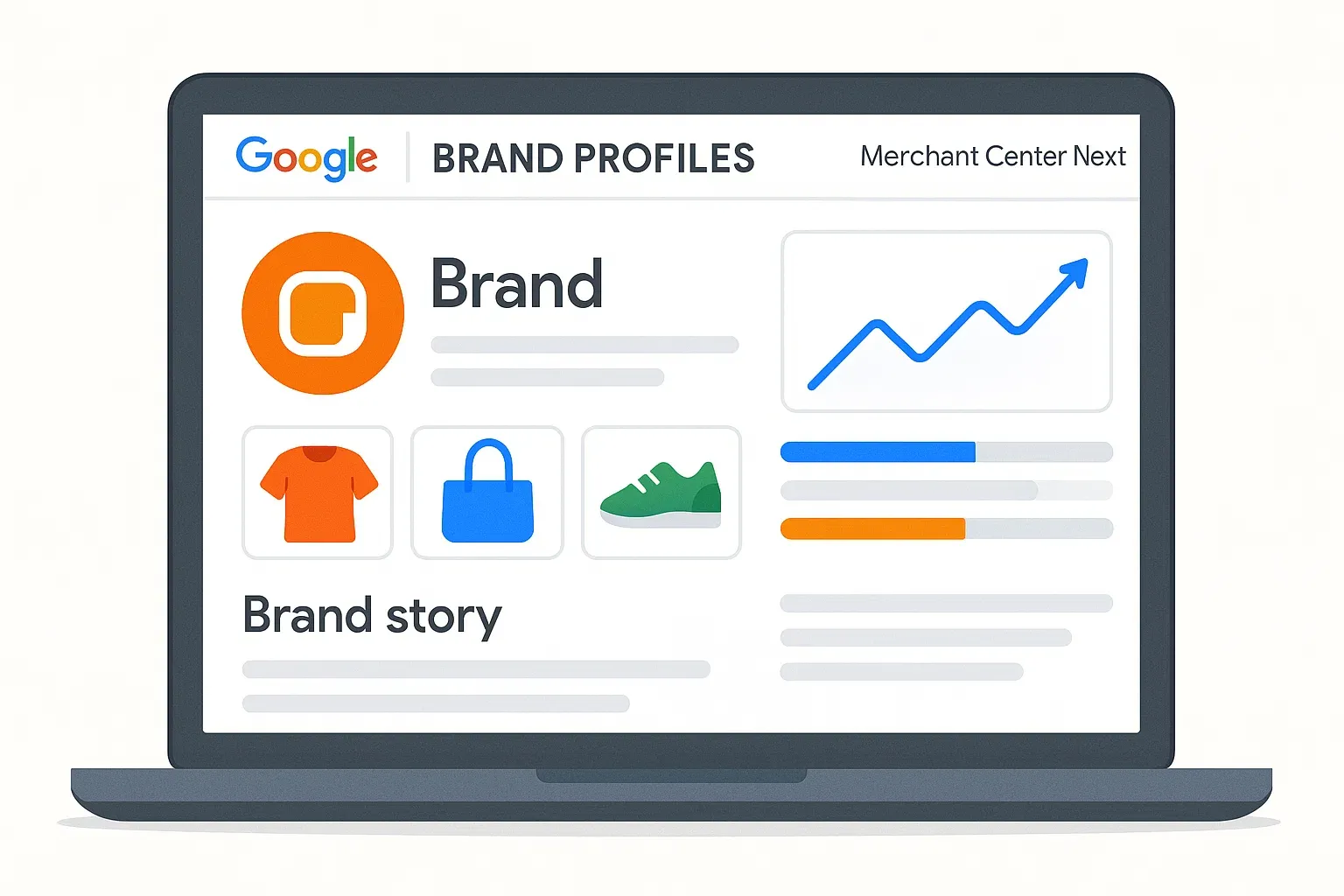 illustration representing Google’s Brand Profiles in Merchant Center Next